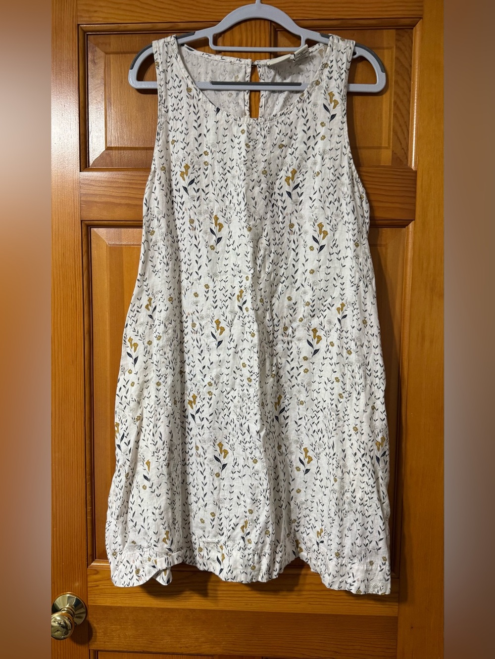 Rachel Zoe White Floral Print Linen Sleeveless Shift Dress